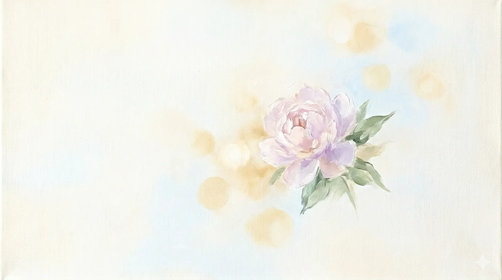 Pastell-Ölgemälde einer einzelnen blassen Pfingstrose mit weichem Bokeh